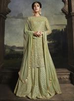 Net Pista Green Wedding Wear Embroidery Work Plazzo Suit